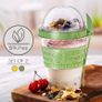 Reusable Yogurt Cups with Lid, 2 PCS 600ml 100% BPA Free Breakfast On the Go Cups with Topping Cereal Oatmeal, Dishwasher Safe, Yoghurt Pots Overnight Oats Lunch Box Green Yellow, Yogurt Pot Image 2