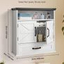 White Bathroom Wall Cabinet with 2 Doors, Adjustable Shelf, Drawer & Open Storage Compartment, Over-Toilet Hanging Organizer Image 2