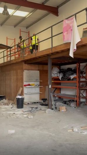Mezzanine floor  , rails and stairs