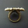 Honey Bee Red Stone Pearl Gold Ring Image 6
