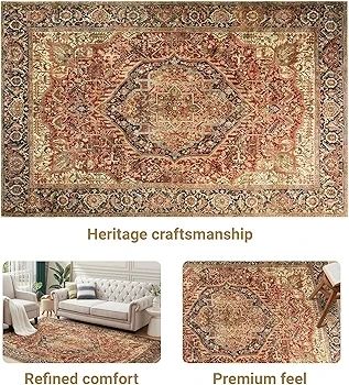 Rugs for Bedroom Living Room Large 160x230 cm  Traditional Area Rugs Majestic Cashmere Style - Soft Short Pile Vintage Rug - Carpet for Dining Room Easy To Clean
