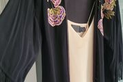 BIBA Black Fringed boho drape Sz 12 (Fit 10-16uk)