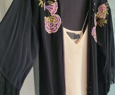 BIBA Black Fringed boho drape Sz 12 (Fit 10-16uk)