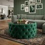 Round Velvet Coffee Table  Tinted Glass Top Image 6