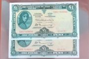 Irish one pound lavery notes