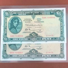 Irish one pound lavery notes