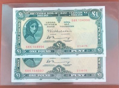 Irish one pound lavery notes