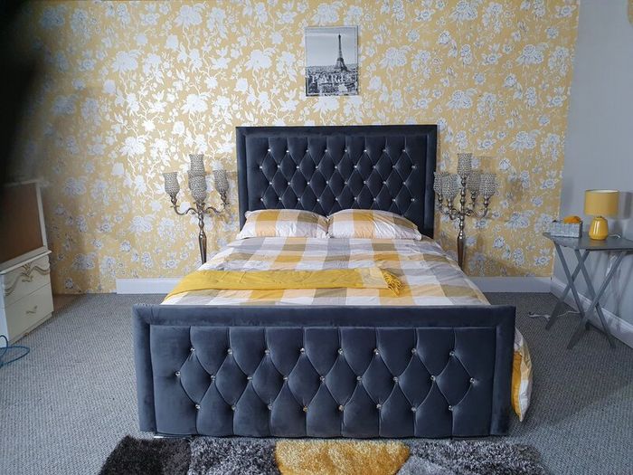 Ottoman Upholstered Bed, Double Bed with Hydraulic Lifting Bar, Height Adjustable Padded Headboard, Metal Slatted Frame, Youth Bed, Adult Bed
