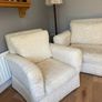 Cream and white floral armchair Image 6