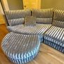 Luxury Bespoke Curved  Sofa & Matching Footstool Image 4