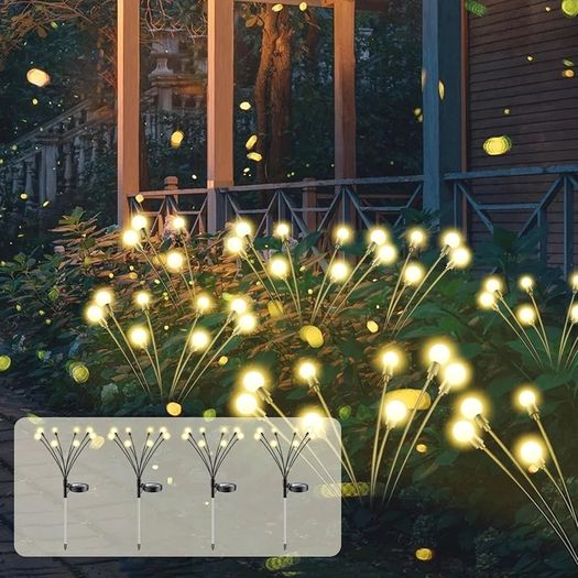 Solar Firefly Lights - 8 LEDs Waterproof IP65, Fence Lights for Lawn Yard Patio Pathway & Landscape Garden Decoration, 4 Pack