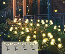 Solar Firefly Lights - 8 LEDs Waterproof IP65, Fence Lights for Lawn Yard Patio Pathway & Landscape Garden Decoration, 4 Pack