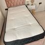 Pink Single bed frame and mattress + side table & lamp Image 2