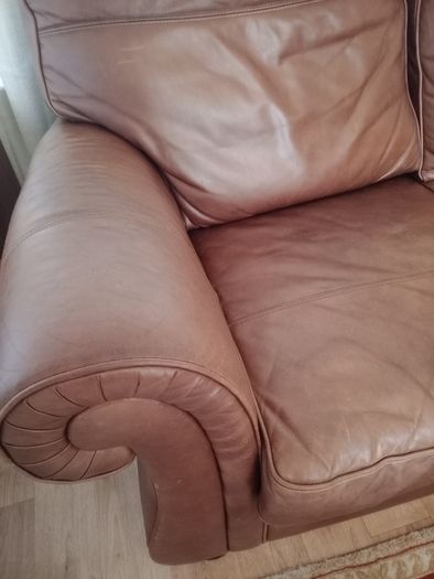 3 seater brown leather sofa