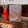 Vintage Hand Hammered Copper Wall Art Gallion Ship with Seagulls Image 5