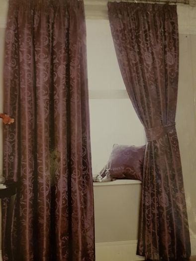 BNIP 2 Pairs 66" x 90 Lined Plum Curtains