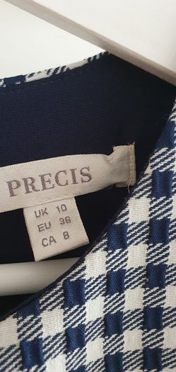 PRECIS navy white red shift dress with pockets Sz 10 UK