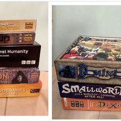 Board games (Dixit, Smallworld, Coup, Avalon, Cards Against Humanity)