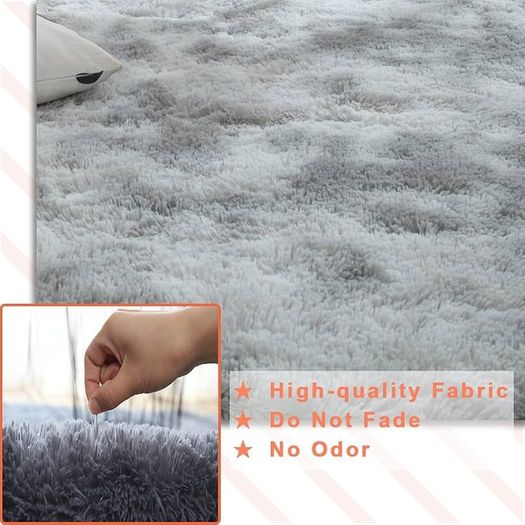 Grey Rugs Living Room 180x270cm Super Soft Fluffy Area Rugs for Bedroom Shaggy Anti-Skid Comfortable Large Rugs Indoor Modern Home Decor Floor Carpet -(Tie-dye