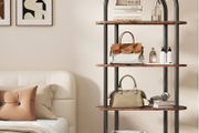 4-Tier Arched Bookshelf, Bookcase with Metal Frame and Wooden Shelves, 165.5cm Tall Floor Standing Book Shelf, Storage Shelves for Living Room, Study, Office, 80x30x165.5cm(Rustic Brown)