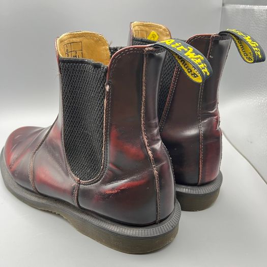 Women's DR MARTENS Flora Genuine Leather Chelsea Ankle Boots UK 5 EU 38 Cherry