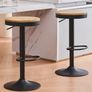 Wooden Bar Stools Set of 2 Adjustable Counter Height Barstools, Round Breakfast Vintage High Bar Chairs Rustic Swivel for Home Kitchen, Easy to Assemble, Brown and Black Image 3