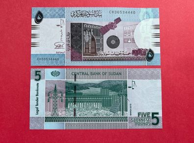 Sudan  5 Sudanese  Pounds  2015 ( UNCIRCULATED )Pick 72d.