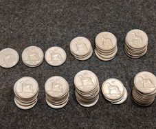 LOT of 65 Irish Sixpences 1952 to 1968 Wolfhound incl 1952 1958 1953 Bulk