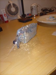 Mac Shiny Mini Makeup Empty Pouch with Ball Silver - New
