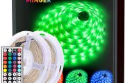 MINGER LED Strip Lights 10m, RGB Colour Changing LED Lights Kit with IR Remote, 20 Colours, 6 Lighting Modes and DIY for Home, Bedroom, Bar Decoration [Energy Class A]