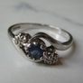 9ct White Gold Sapphire and Diamond Three Stone Crossover Ring, Size P Image 2