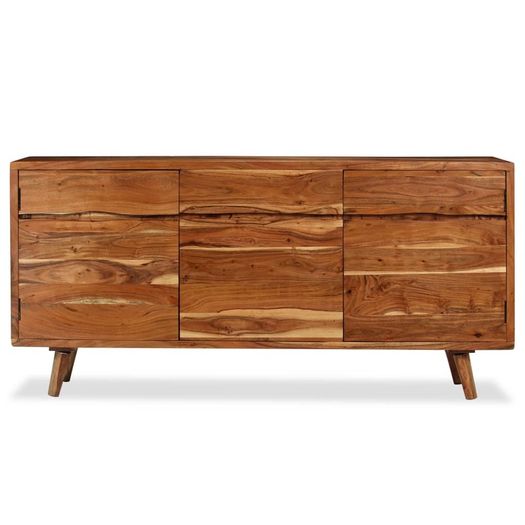 Sideboard Solid Wood with Carved Doors 160x40x75 cm