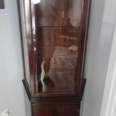 Corner glass cabinet (bought in 1983) in immaculate condition