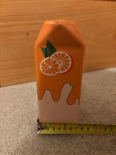 Vintage Ceramic Orange Juice Carton Shaped Vase