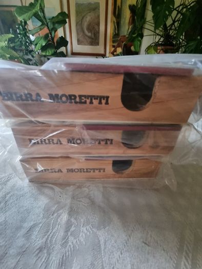 Eight wooden Birra Moretti boxes