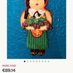 Vintage MARION ARISTEDOU MGA Cyprus Ceramic Clay Figurine or Doll or Wallhanging