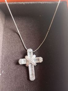 sterling Silver cz cross on sterling silver chain