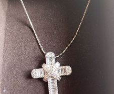 sterling Silver cz cross on sterling silver chain