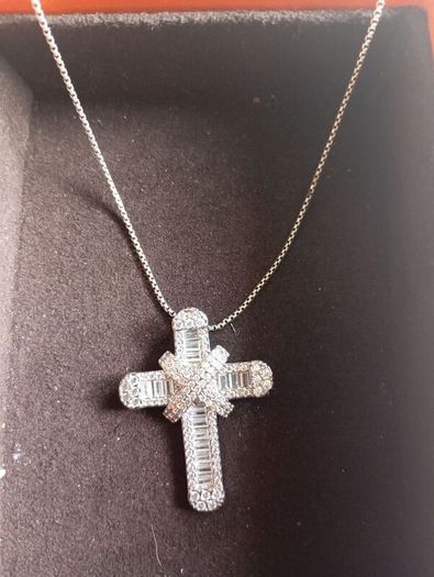 sterling Silver cz cross on sterling silver chain