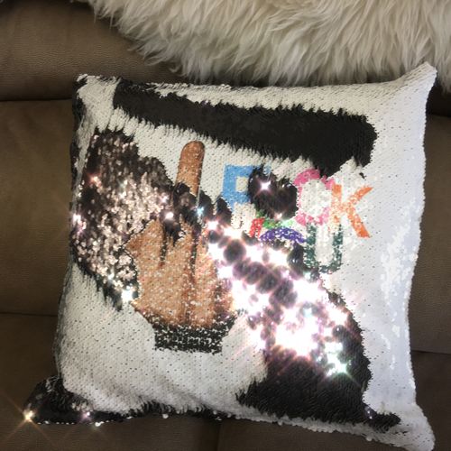 Sequin Mermaid Magic Pillow Rude Cushion Cover Fuck You Great Gift Present