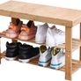 NEW SALE | Bamboo Shoe Rack Bench 3 Tier Entryway Seat Shoe Organizer Storage Shelf Image 4