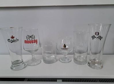 6 Assorted Branded Glasses