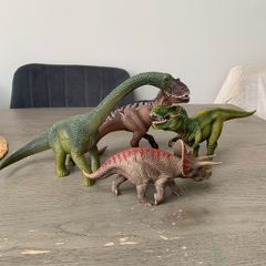 Schleich Dinosaur Figures T-Rex, Brachiosaurus, Triceratops (4 total)