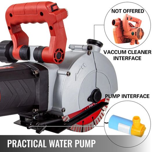 Wall Chaser, 34 mm Cutting Depth Wall Cutting Machine 2500W Wall Groove Cutting Machine 38 mm Cutting Width Wall Slotting Machine With 5 Saw Blades 115 mm Diameter 6300r/Min with Infrared Ray