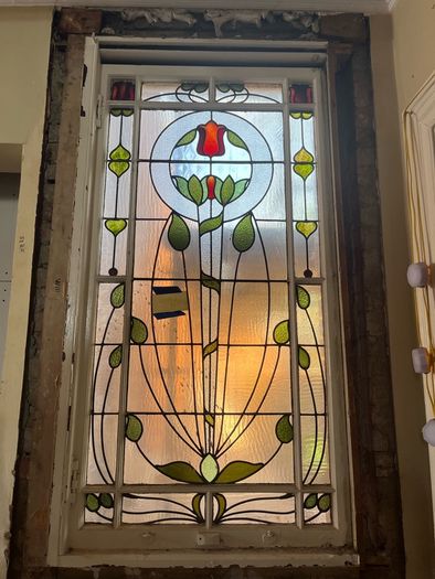 antique stained glass window