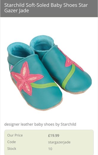 Starchild Baby Shoes Green with Flowers 6-12 Months