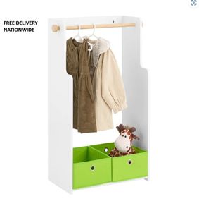 Childrens Clothes Rack with Storage Boxes Kids Wardrobe