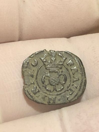 Charles I (1625-49). Rose Farthing, Mint Mark Crescent Nice grade