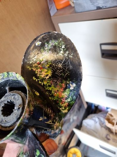 boat propeller hand painted candle holder