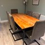 Hardwood dining table with 6 faux suede chairs Image 3